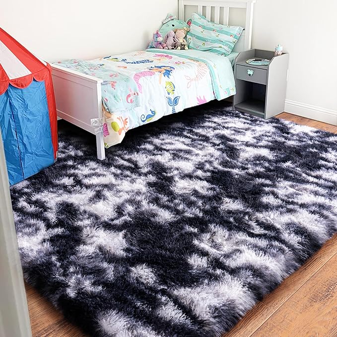 Black and White Rug for Bedroom, 4x6 Area Rug for Kids Room, Bedside Indoor - Image 6