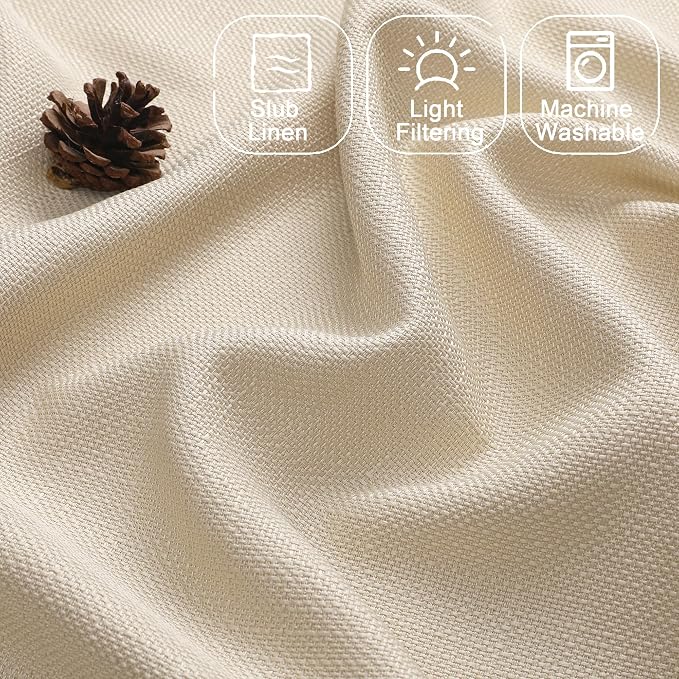 Chyhomenyc Valance for Windows, Light Filtering Faux Linen Solid Short Curtain - Image 3