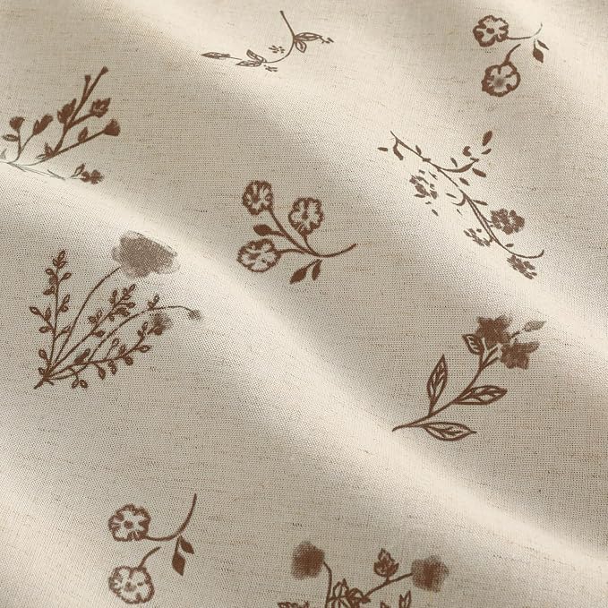Boho Floral Spring 100% Blackout Curtains 84 Inch Length 2 Panels Set, Linen - Image 4