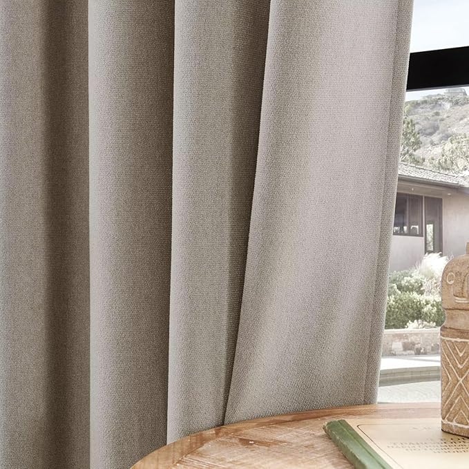 Joydeco Faux Linen Curtains 96 Inch Length 2 Panel Set, Light Filtering Curtains - Image 6