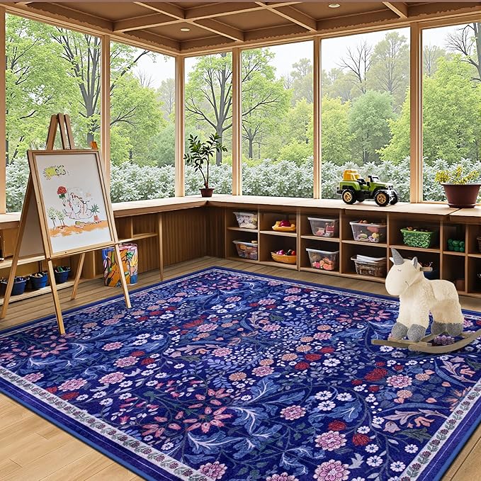 6x9 Area Rugs for Living Room: Floral Washable Rug Vintage Large Soft Boho - Image 5