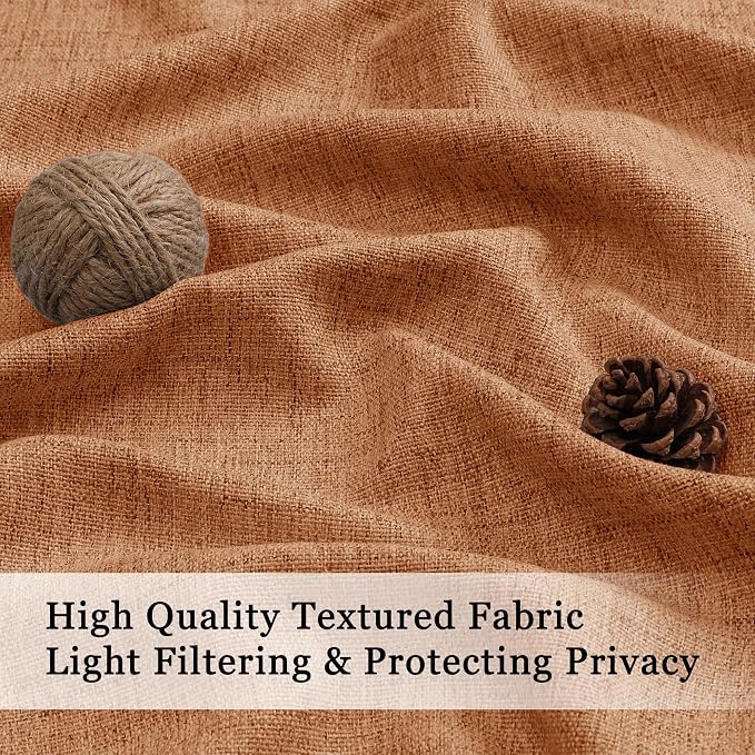 OWENIE Orange Valances for Windows 1 Pcs, Light Filtering Textured Farmhouse - Image 3