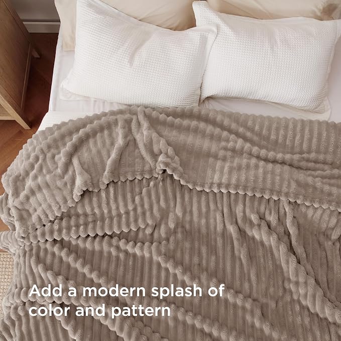 Bedsure GentleSoft Light Brown Full Blanket - Image 3