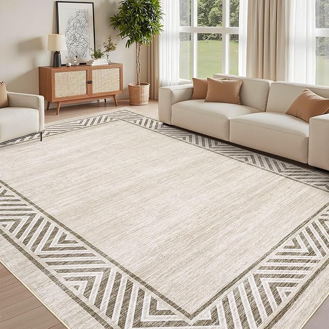 GarveeHome Large Dining Room Rug 10x13 Washable Bordered Carpet by GarveeHome