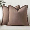MIULEE Decorative Throw Pillow Covers Neutral Linen Fringe Throw Pillows Set of by MIULEE