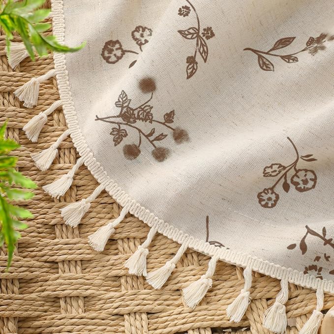 Boho Floral Spring 100% Blackout Curtains 84 Inch Length 2 Panels Set, Linen - Image 5