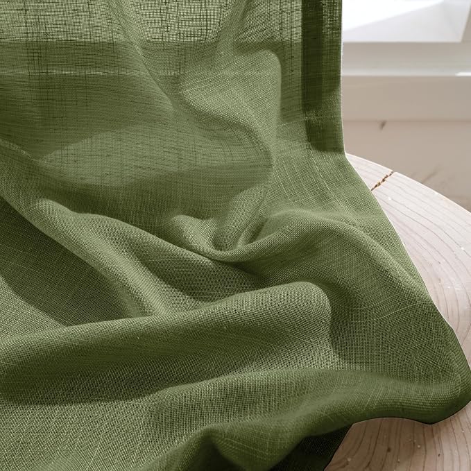 BGment Olive Green Linen Curtains 63 Inches Long - Image 7
