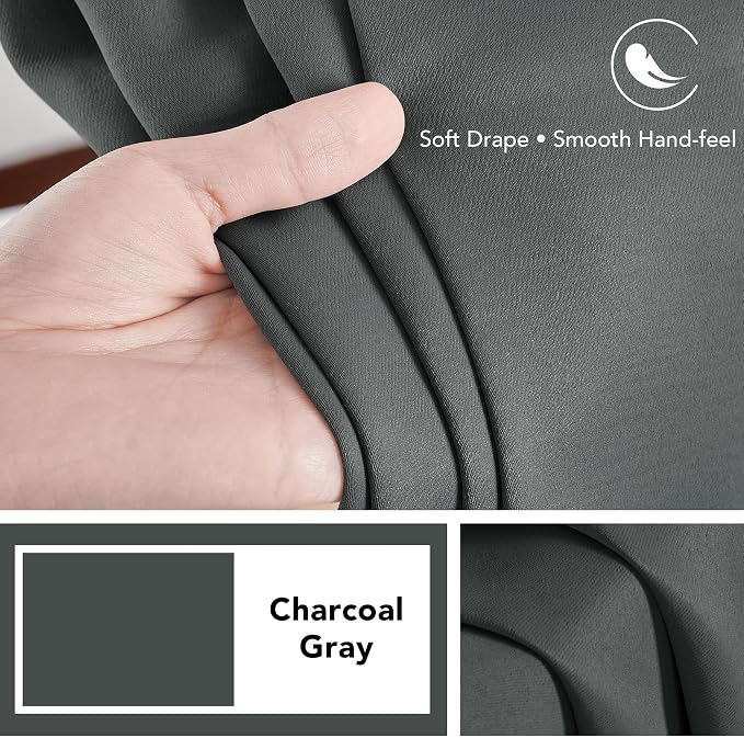 Deconovo Blackout Curtains, Thermal Insulated, W70 x L95 2 Panels, Back Tab - Image 7
