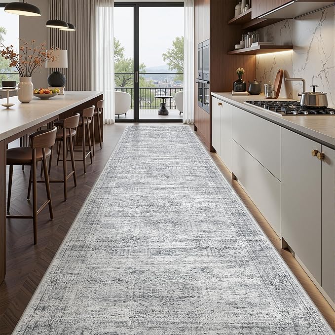 Washable Runner Rug 2.5x12, Non-Slip Long Bathroom Rugs Runner by Restydon