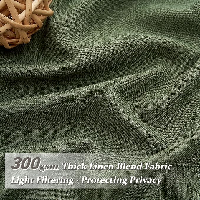 PleatedDrapes Olive Green Sheer Curtains 90 Inches Long 2 Panels Set - Image 2