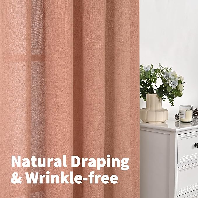 YoungsTex Terracotta Linen Curtains 84 Inches Long - Image 5
