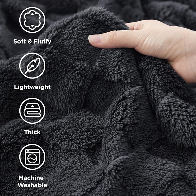 Bedsure GentleSoft Dark Grey Throw Blanket - Image 3