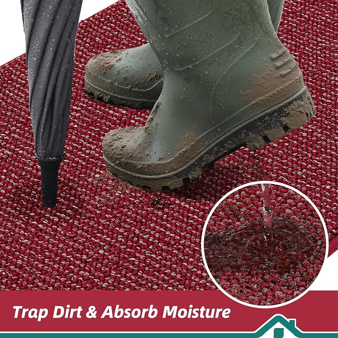 BEQHAUSE Dirt Trapper Door Mat 20" x 32", Non-Slip Washable Doormats, Low - Image 3