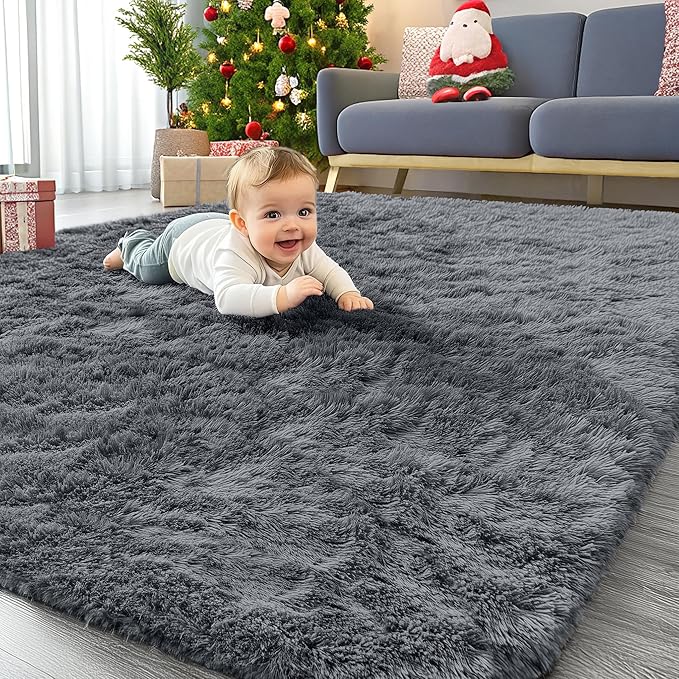 OLANLY Area Rugs for Living Room Bedroom, Machine Washable 4x5.9 ft Soft Fluffy by OLANLY