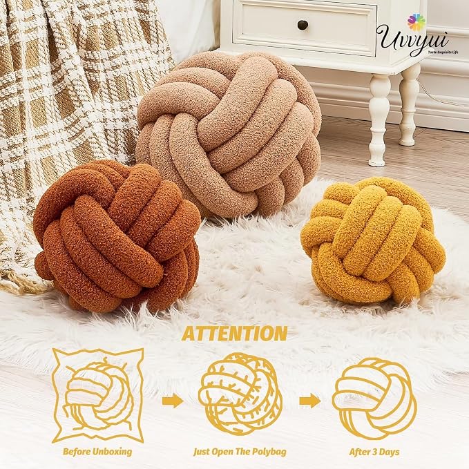Uvvyui Knot Pillow Ball, Soft Home Decorative Pillows, Round Throw Pillow - Image 4