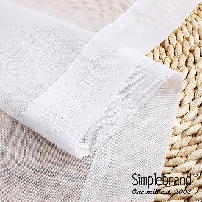 Simplebrand Sheer White Curtains 108 Inches Long, Extra Long Rod Pocket Solid - Image 6