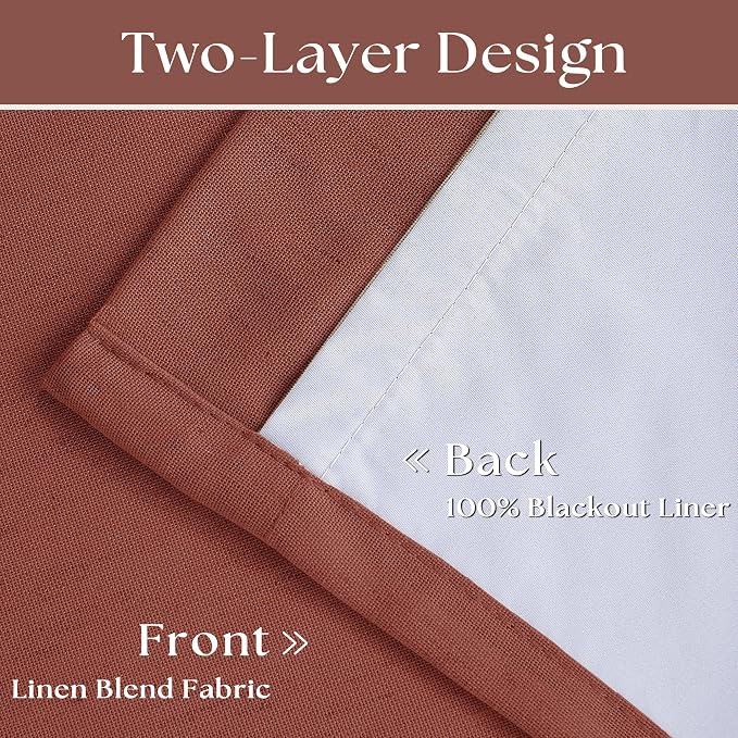 Firebrick Pinch Pleated Blackout Linen 45 Inch Curtains - Image 4