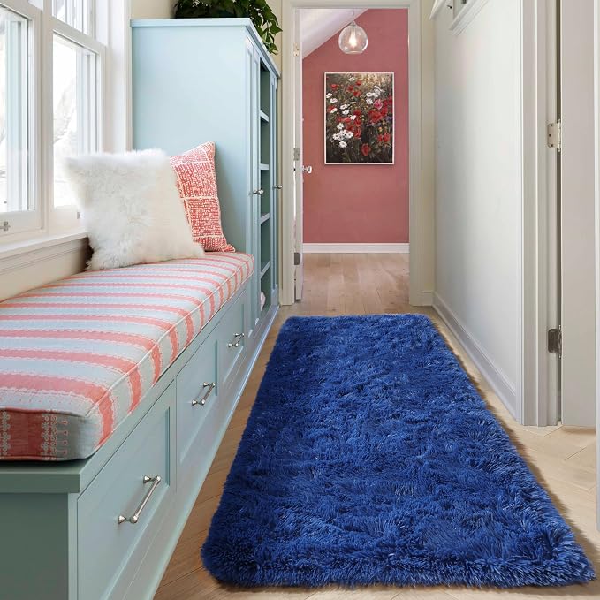 ONASAR Navy Blue Runner Rugs for Bedroom Living Room, Fluffy 2x6 Bedside - Image 7