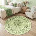 RELEANY Washable Area Rug, Round 4ft, Water Repellent, Pet Friendly, Vintage by RELEANY
