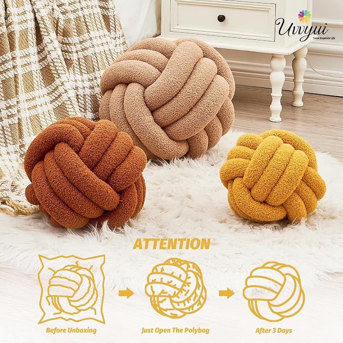 Uvvyui Knot Pillow Ball, Soft Home Decorative Pillows, Round Throw Pillow - Image 4