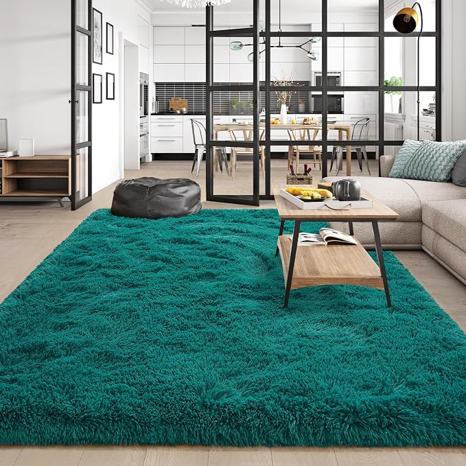 Amearea Blue and Green Shag Area Rug 5' x 7' - Image 4