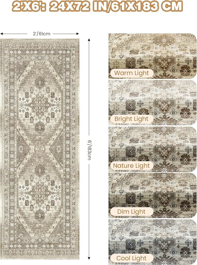 Runner Rug 2x6, Ultra-Thin Entryway Rug Non Slip Washable Rugs - Image 2