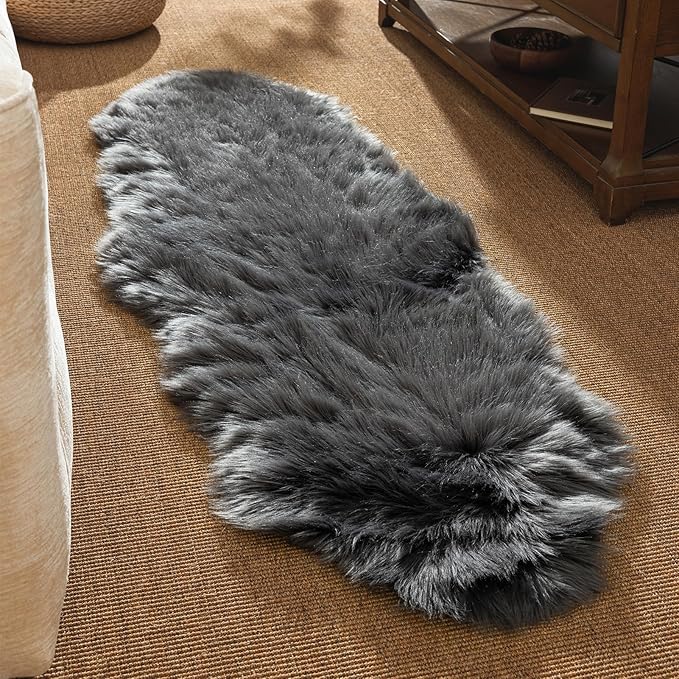 Ashler Faux Fur Rug, Fluffy Shaggy Area Rug, Ultra Soft 2 x 6 Feet Sheepskin Fur - Image 2