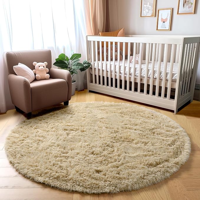 Amdrebio Beige Round Area Rug 4Ft - Image 7