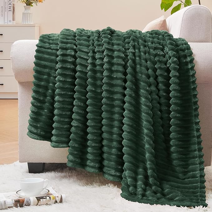 BEDELITE Fleece Throw Blanket for Couch – 3D Ribbed Jacquard Soft and Warm by BEDELITE