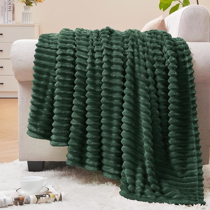 BEDELITE Fleece Blanket Twin Size – 3D Ribbed Jacquard Soft and Warm Decorative by BEDELITE