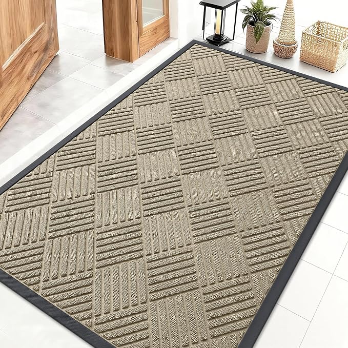 OLANLY Front Door Mat Outside Entrance 47x32, Heavy Duty Sturdy Natural Rubber by OLANLY