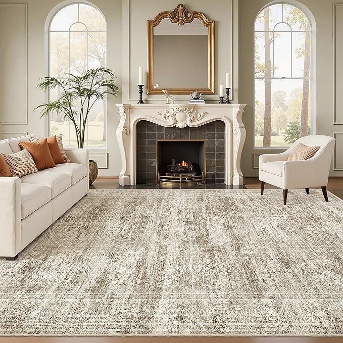 9x12 Area Rugs for Living Room, Non Slip Machine Washable Vintage Rugs by Soalmost
