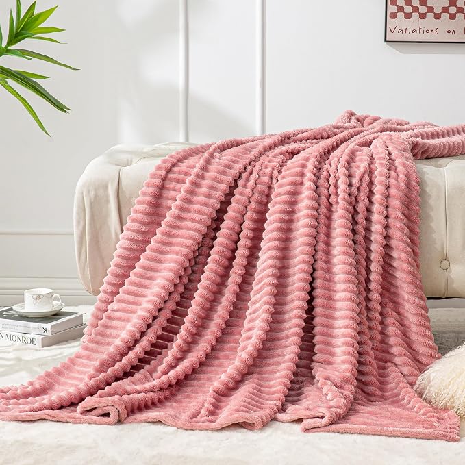 BEDELITE Fleece Blanket Twin Size – 3D Ribbed Jacquard Soft and Warm Decorative - Image 7