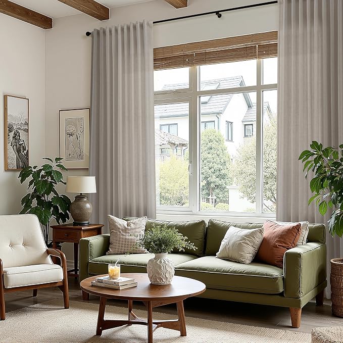 Nanspring Grey Beige Curtains 90 Inches Long - Image 8
