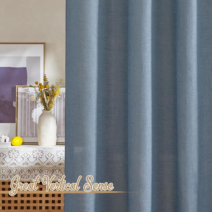 NICETOWN Linen Blend Stone Blue Curtains - Image 3