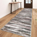 Lansny Modern Abstract Runner Rug 3x10, Dark Light Brown White Washable Kitchen by lansny