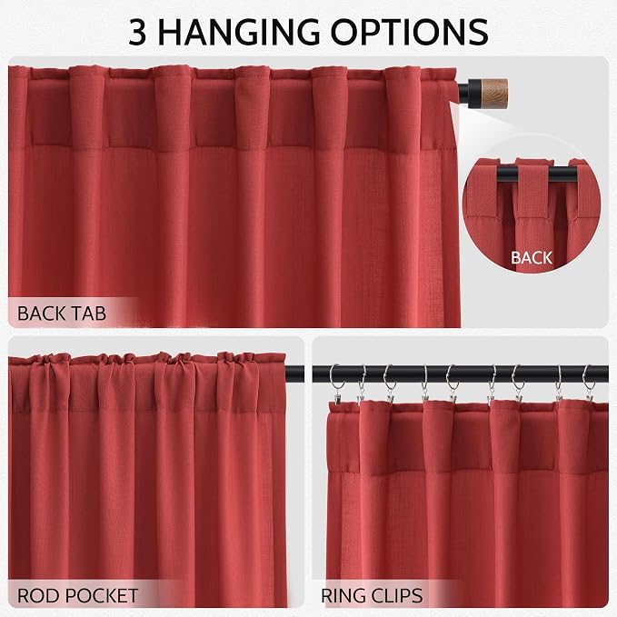 Christmas Red Linen Curtains 108 Inches Long - Image 2