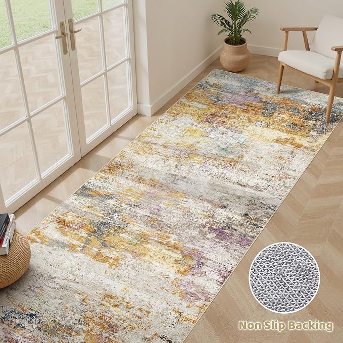 LOONGRUG Runner Rug 2x6 Washable Non-Slip Kitchen Neutral Modern Rug | Abstract - Image 3