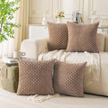 Set of 4 Light Brown Decorative Throw Pillow Covers 22x22 Inch Corduroy Pillow by Cozoomy