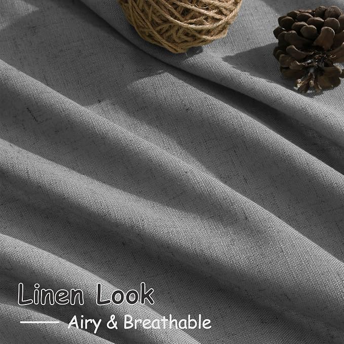 Dark Grey Linen Curtains 90 Inch Length 2 Panel Set - Image 5