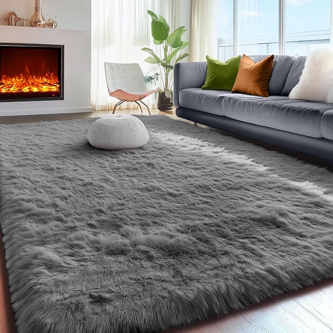 Plush Washable Area Rugs for Living Room 5x7 Grey, Soft Shaggy Rugs Carpets | - Image 7