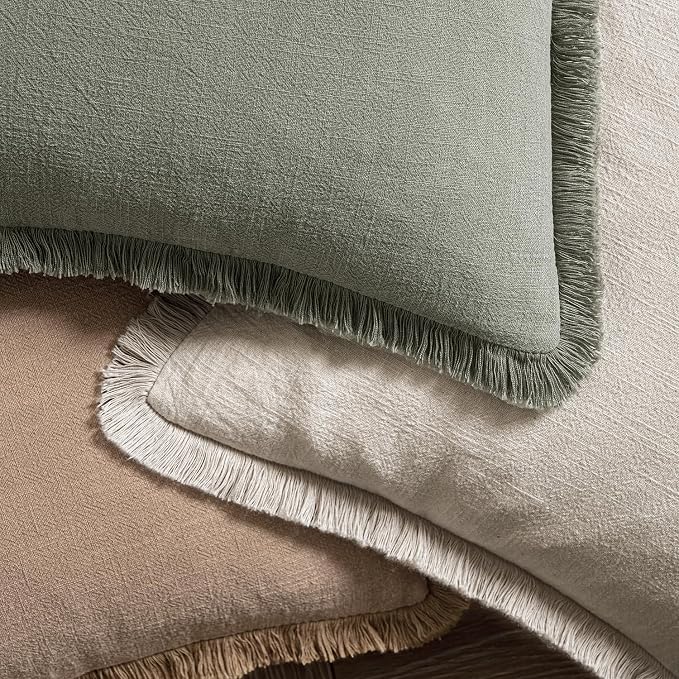 MIULEE Linen Decorative Lumbar Throw Pillow Covers Natural Beige 12x20 | Set of - Image 4