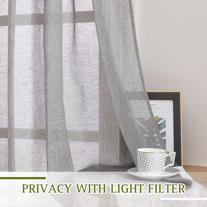 NICETOWN Charcoal Grey Linen Curtains - Image 5