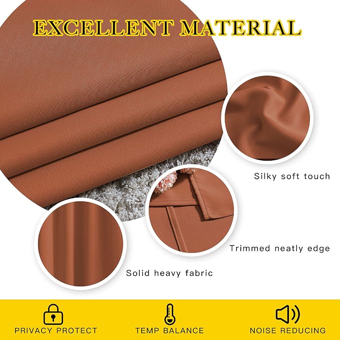 NICETOWN Blackout Burnt Orange Curtains 72 inches Long - Image 4