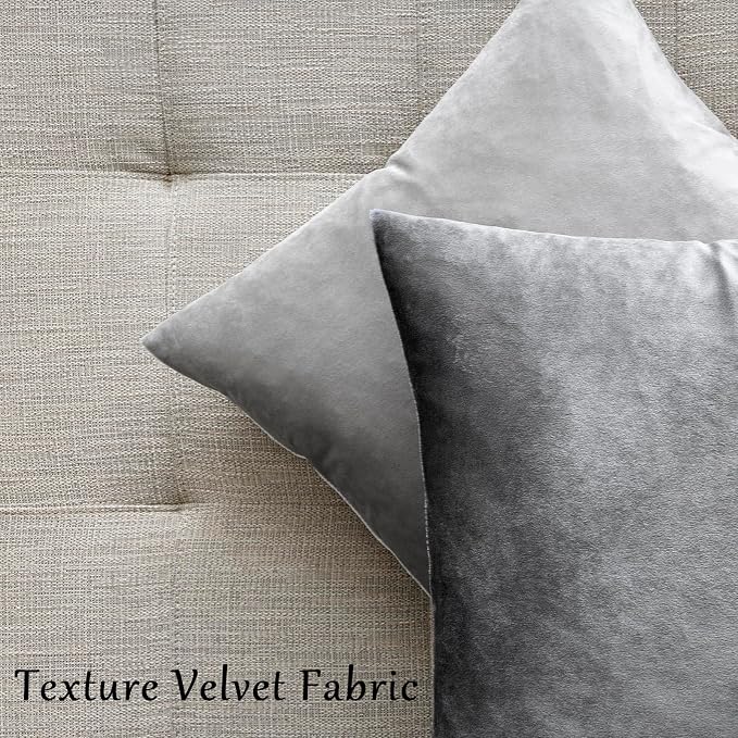 GIGIZAZA 24x24 Velvet Pillow Covers Set of 2, Dark Grey Big Square Throw - Image 5
