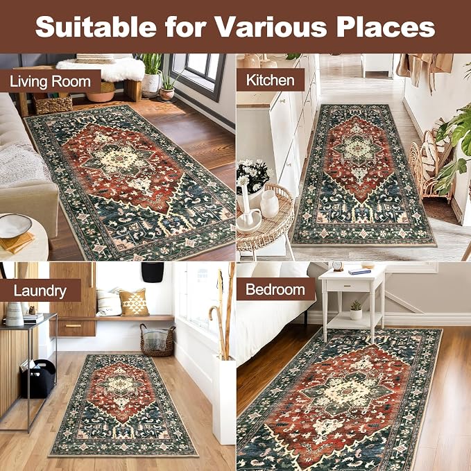 Yamaziot Washable Runner Rug, 3x6 Non-Slip Boho Vintage Hallway Rug - Image 8