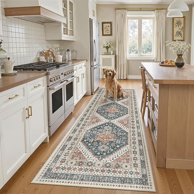 Madane Runner Rug 2'6''x8' Kitchen Runner, Hallway Runner Printed Vintage by Madane