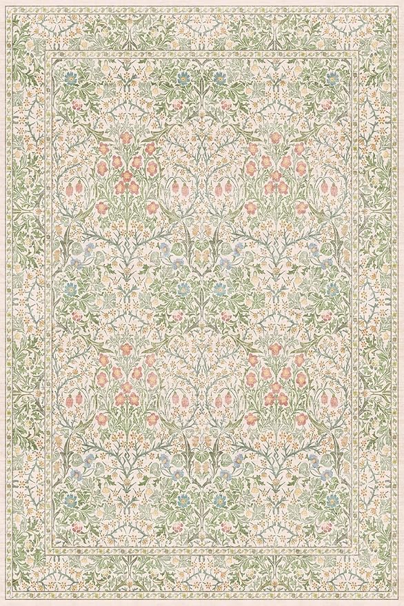 Beige Green 4x6 Washable Area Rug - Image 3