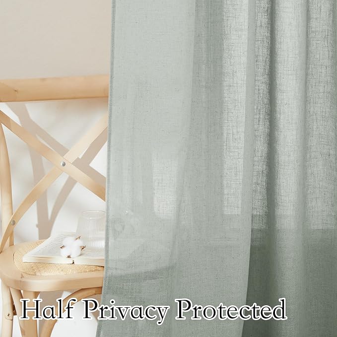 RYB HOME Cafe Curtains 24 inches Length, Linen Sheer Short Curtains - Image 5