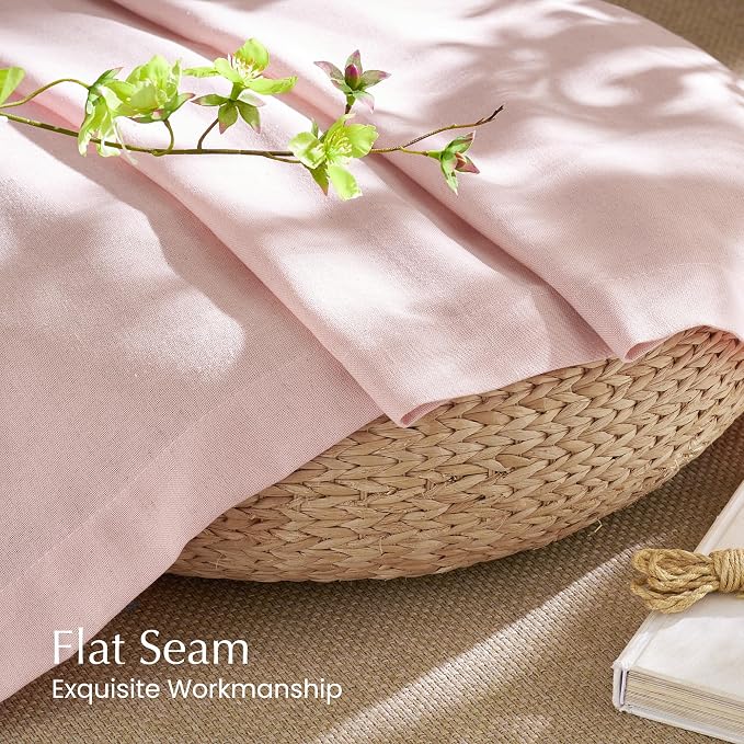 NICETOWN Linen Light Pink Sheer Curtains - Image 6
